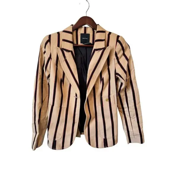 SMYTHE Duchess Striped Blazer US Size 6 Elbow Patches $795 MSRP Old Money - Picture 2 of 10